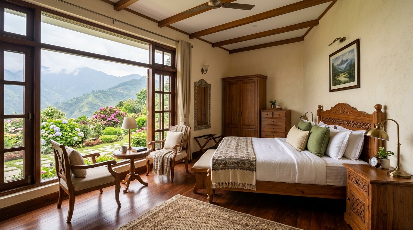 Deluxe Bedroom with Garden and Mountain Views